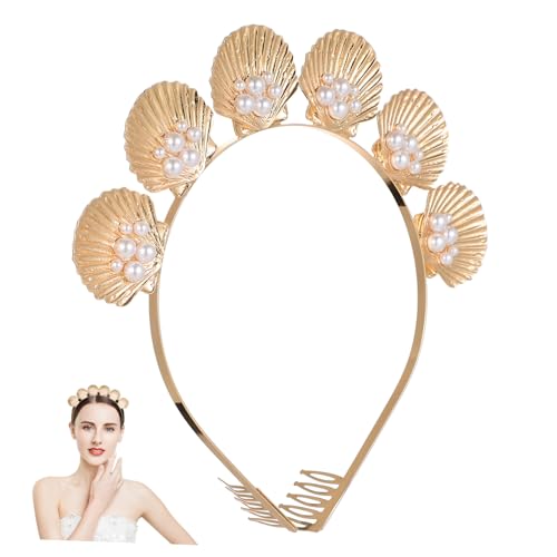 minkissy Goldenes Muschel Stirnband Aus Legierung Für Mädchen Modisches Haarschmuck Für Partys Elegant Und Rutschfest Für Geburtstagsfeiern Und Feiertage von minkissy