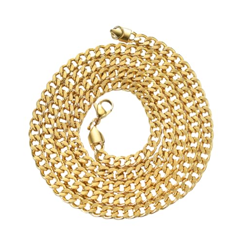 minkissy Goldplattierte Kubanische Halskette Herren Feine Edelstahl Gliederkette Modische Hip hop Schmuck Langlebig mit Elegantem Design für Männer und Tänzer von minkissy