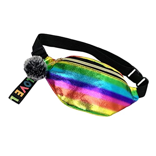 minkissy -Gradienten -Booster Damen Fanny Taille glänzende Kulturbeutel Sport-Gürteltasche Bunt von minkissy