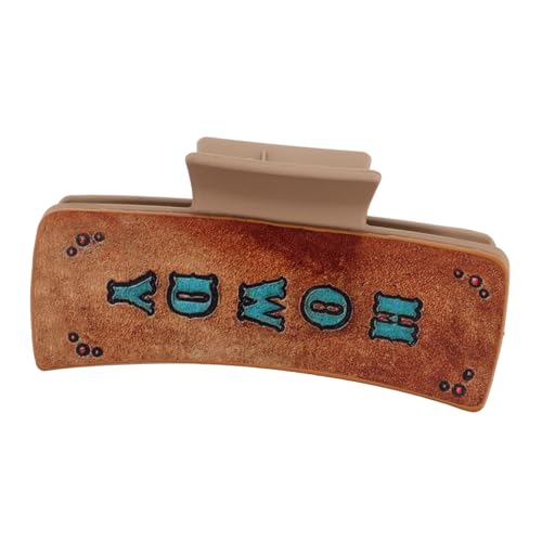 minkissy Western-inspirierte Haar-accessoires Für Frauen Große Haarspange Mit Buchstaben- Leder von minkissy