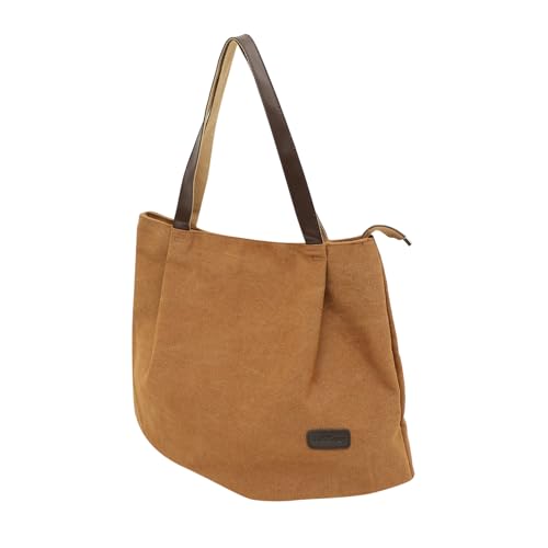minkissy Große Damen Canvas Handtasche Tote Bag Modische Lässige Schultertasche Geräumige Stoffhandtasche für Alltag Schule Arbeit und Einkaufen Kaffeebraun von minkissy