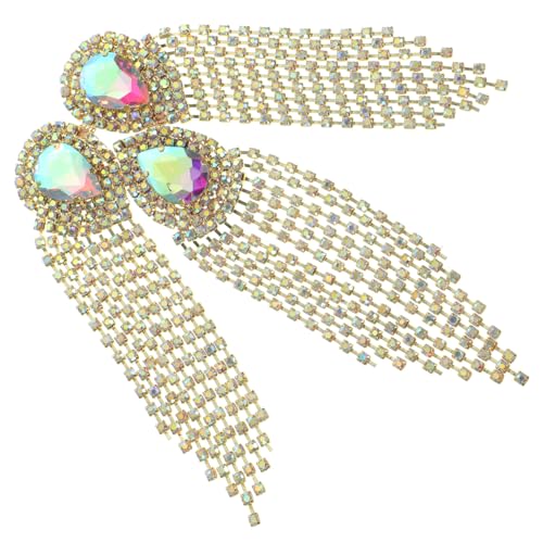 minkissy Große Handgenähte Brosche mit Strass und Quasten Goldfarbener Ab Boden DIY Applikation für Kleidung Taschen und Schuhe Modisches Schmuck Accessoire von minkissy