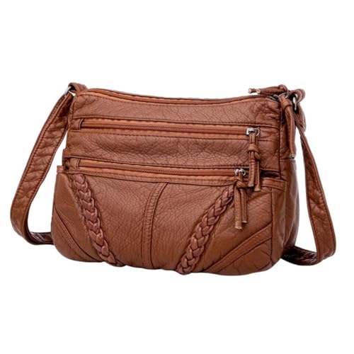minkissy Große Kapazität Damen Crossbody Bag PU Umhängetasche Schultertasche Vielseitig als Handtasche und Messenger Bag für Alltag und Reisen Robustes Material Modisches Design in Braun von minkissy