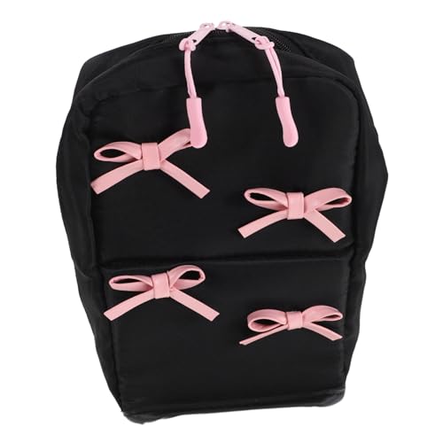 minkissy Große Kapazität Kosmetiktasche mit Reißverschluss und Fächern Stylische Toilettentasche mit Schleifenakzent für Damen und Reisen von minkissy
