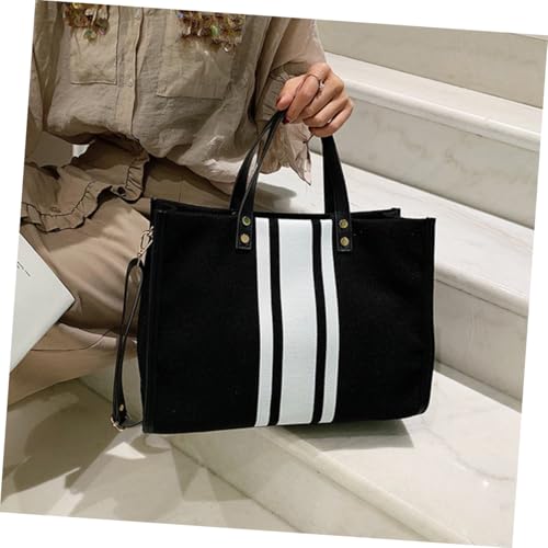 minkissy Große Schwarze Damen Handtasche mit Verstellbarem Schultergurt Robuster Schnalle Glattem Reißverschluss Geräumige Tote Bag für Freizeit und Alltag Langlebig und Praktisch von minkissy