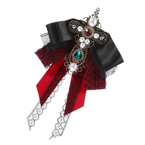 minkissy Große Spitzen Schleifenbrosche im Barockstil Elegante Rote Damen Anstecknadel Vielseitiger Modeschmuck für Kleider Taschen Schals und Besondere Anlässe von minkissy