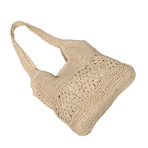 minkissy Große Strohtasche Damen Sommer Strandtasche mit Hohlem Bastgewebe Verstellbarem Schulterriemen Geräumiges Design für Urlaub Picknick Freizeit und Alltag von minkissy