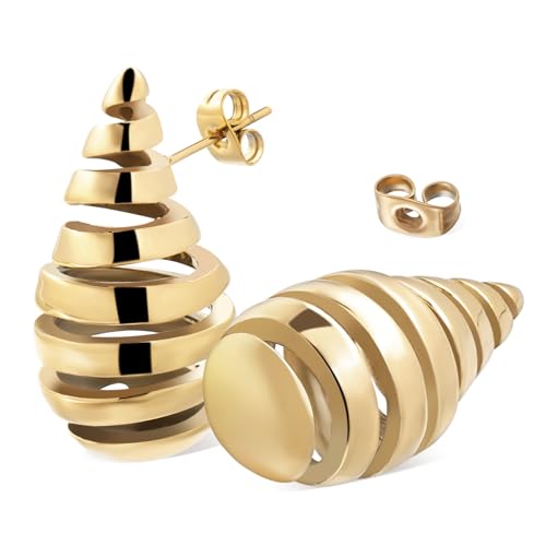 minkissy Große Tropfenohrringe Damen Spiralmuster Leicht Ohrschmuck Elegant Komfortabel von minkissy