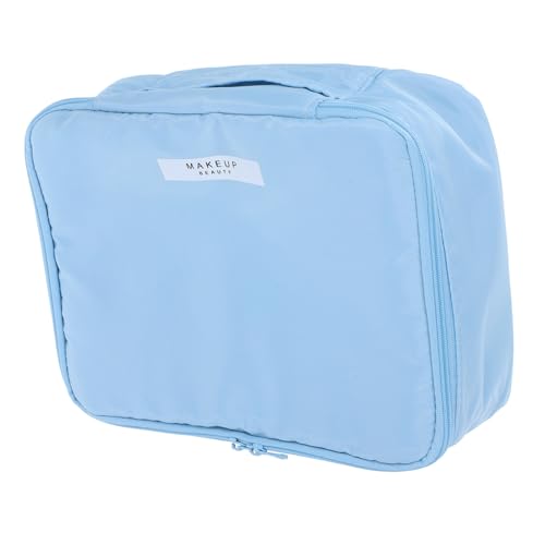 minkissy Große wasserdichte Kosmetiktasche mit Hoher Kapazität Reise Organizer für Make Up Vielseitige Schminktasche mit Mehreren Fächern und Praktischem Tragegriff Blau für Damen und von minkissy