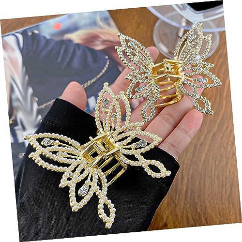 minkissy Großer Schmetterling Haarspange mit Perlen und Strass Mehrschichtige Klammer für Damen Leichter Sicherer Modisches Haar Accessoire für Alltag und Besondere Anlässe von minkissy