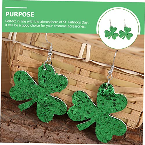 minkissy Grüne Kleeblatt Ohrringe mit Pailletten Handgefertigt Leichter Kunstleder Anhänger Patrick's Day Schmuck Damen Ohrringe für Festliche Anlässe von minkissy
