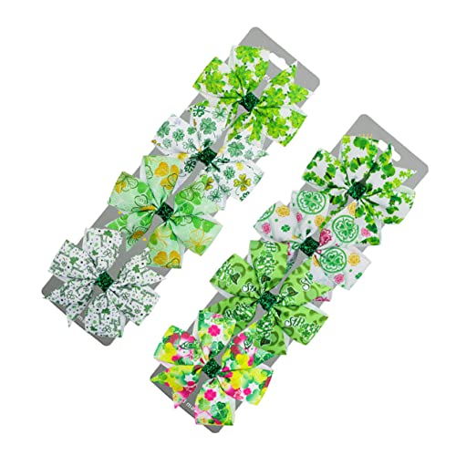 minkissy Haar-set Für Mädchen Zum St. Patricks Day Mit 8 Gemusterten Schleifenclips Haar-accessoires Für Mädchen von minkissy