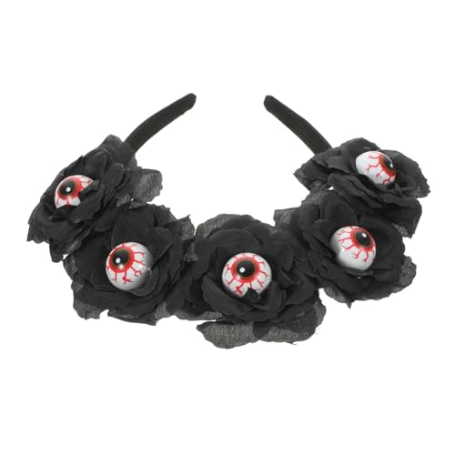 minkissy Gothic Blumen Haarreifen Tag Der Toten Stirnbänder Augapfel-stirnband Augapfel-haarband Rosenblütenkrone Tag Der Toten Kopfschmuck Tag Des Toten Haarnadel Abschlussball Plastik von minkissy