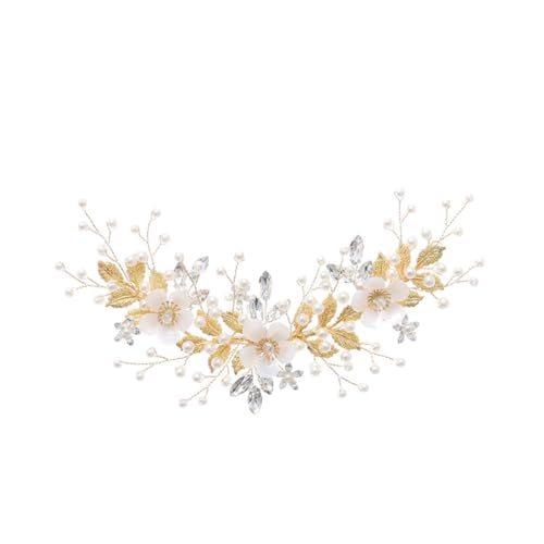 minkissy Haarkamm mit Strassperlen Blumenkopfschmuck Haarkamm aus Kristall Tiara Hochzeit Haarkamm Kopfschmuck für die Braut Strasssteine Kopfbedeckung Haare hoch Haarschmuck Weiß von minkissy