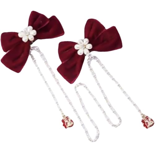 minkissy Haarkette Haarschmuck Haarnadeln Für Perlenhaarspangen Hair Accessories for Girls Diademe Für Haarnadel Mit Perlenkette Kopf Kette Kopfschmuck Schleife Haarspangen Krawatte Braut von minkissy