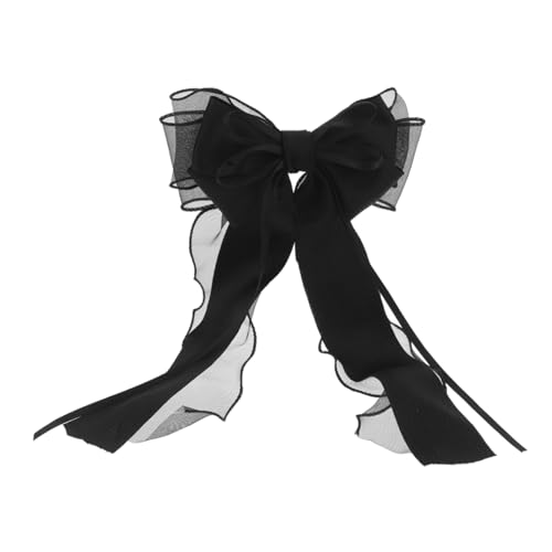 minkissy Haarschleifen Mit Clips Aus Schwarzer Spitze Für Damen Kleid Geschenk Lang Mädchen Schleife Clip Satin Netz Mesh Gothic Dekor von minkissy