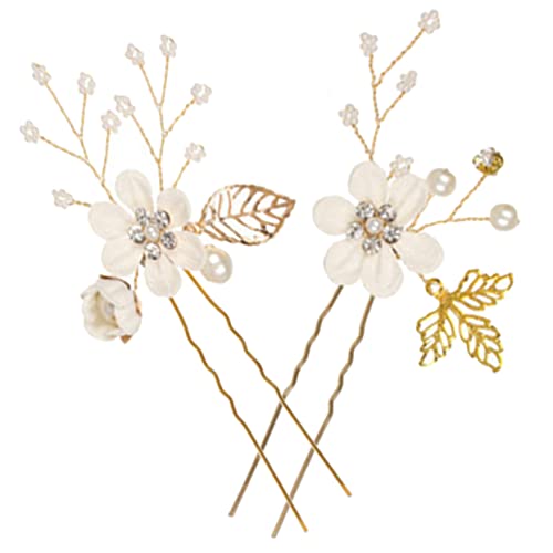 minkissy Haarschmuck Für Die Hochzeit Von 2er-set U-förmige Haarspangen Mit Blumenmuster Braut-kopfschmuck Haarschmuck Für Frauen von minkissy