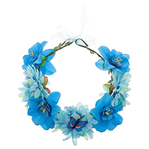 minkissy Schmetterlingskranz Stirnband Stirnband Frauen Blumen Haarkranz Frauen Blumenkronen Schmetterlingsblumenkrone Blumenkronen Für Mädchen Stoff Hawaii Frühling Und Sommer von minkissy