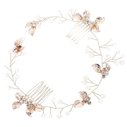 minkissy Strass-haarkamm Für Hochzeit Brautschmuck Doppelkamm Blumen-haarteil Für Partys von minkissy