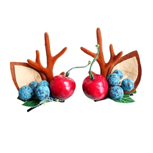 minkissy Haarspange Für Damen 2er-pack Weihnachtliche Geweih-haarnadel Mit Beeren Für Partys Und Veranstaltungen von minkissy