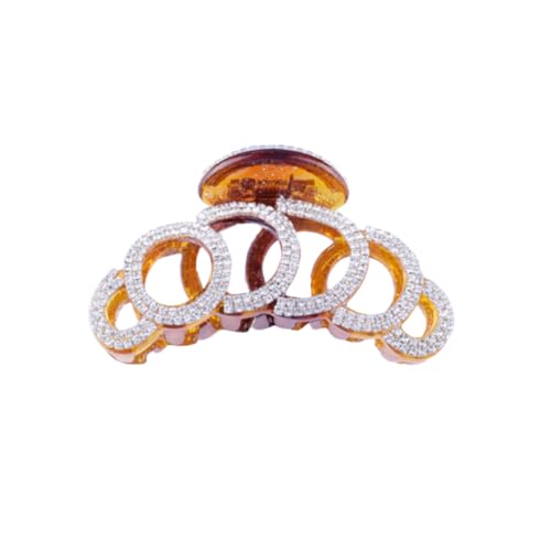 minkissy Haarklammer Braun Mit Strasssteinen Runde Ringform Starker Haarspangen Für Frauen Und Mädchen Eleganter Kopfschmuck von minkissy