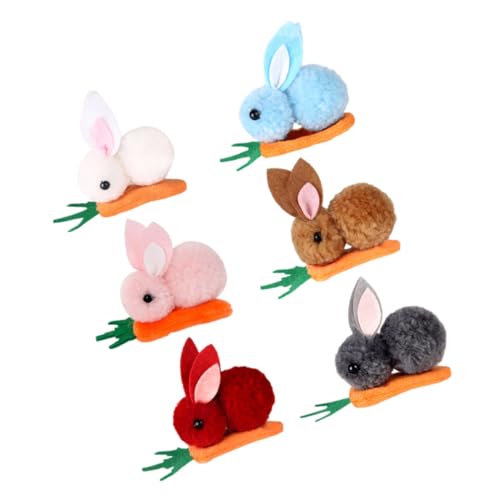 minkissy Haarspange mit Häschen und Karottenmotiv 6 Stück Plüsch-haarspangen Osterhasen-haarspange Haarspange für Frauen und Mädchen von minkissy