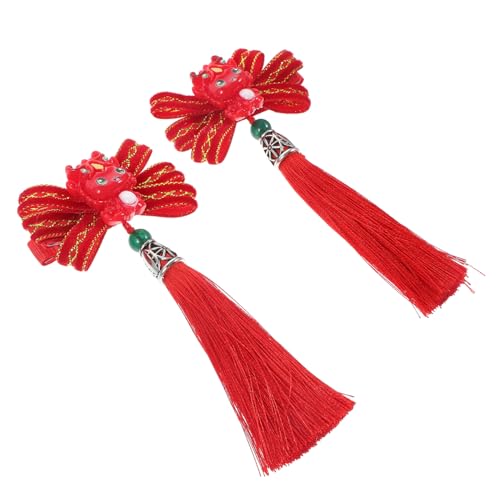 minkissy 1paar Chinesische Neujahr Haarspangen Mit Quasten Hanfu Haarclips Für Mädchen Für Festlichkeiten Und Besondere Anlässe Rote Accessoires Für Stilvolle Frisuren von minkissy