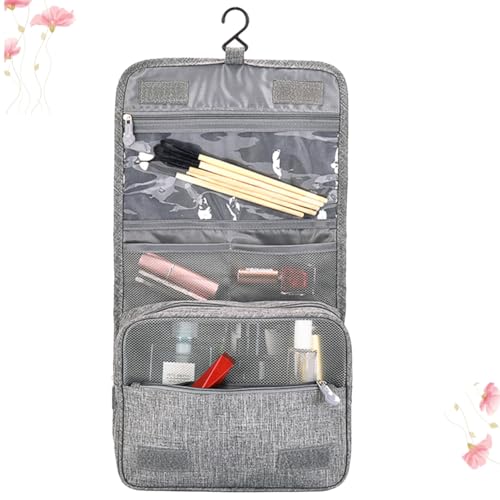 minkissy Hängende Aufbewahrungstasche Kleiner Kulturbeutel Reisen Kulturbeutel Männer Mesh-Taschen Tragbare Kosmetiktasche wasserdichte Tasche Mit Mehreren Taschen Light Grey von minkissy