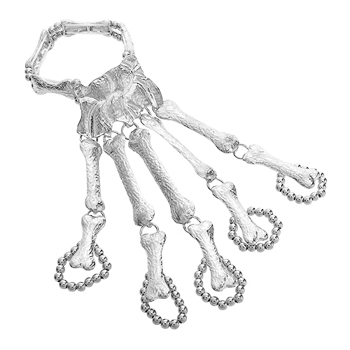 minkissy Halloween Finger Armband Gothic Handkette Skelett Knochen Gelenk Schmuck für Frauen Verstellbar Leicht Langlebig für Halloween Kostüm Cosplay und Party von minkissy