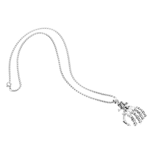 minkissy Halloween Gothic Halskette für Herren Retro Hand Skull Anhänger Einzigartige Vintage Herrenhalskette für Halloween Partys und Alltag Modischer Knochen Auffälliger Schmuck minkissy Halloween Gothic Halskette für Herren Retro Hand Skull Anhänger Einzigartige Vintage Herrenhalskette für Halloween Partys und Alltag Modischer Knochen Auffälliger Schmuck von minkissy