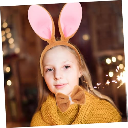 minkissy Halloween Kaninchen Kostüm Set mit Plüsch Bunny Ohr Haarreif Fliege und Nase Komfortables Wiederverwendbares Cosplay Zubehör für Party Karneval und Tanzveranstaltungen von minkissy