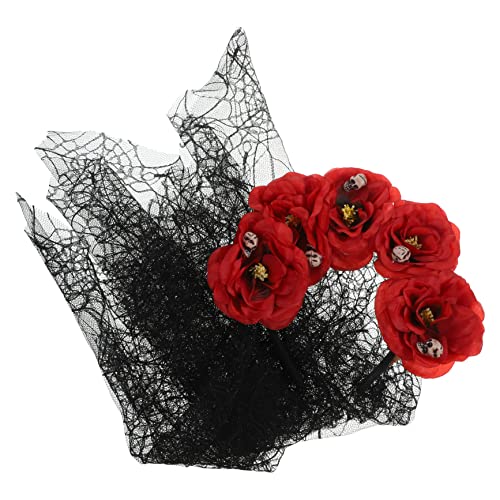 minkissy Foto-Requisiten Halloween Stirnband Blumen Kopfschmuck Stoff Rot Lolita Nagelständer von minkissy