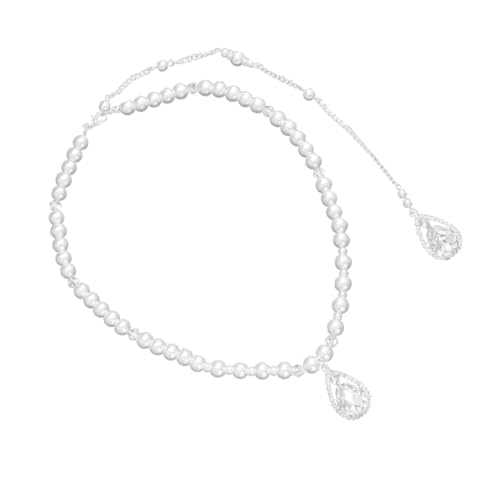 minkissy Perlenhalskette Mit Anhänger Für Damen Rückenkette Mit Perle Hochzeitskette Brautkette Lang Kreativ Zum Tragen Bei Partys Und Täglichen Anlässen von minkissy