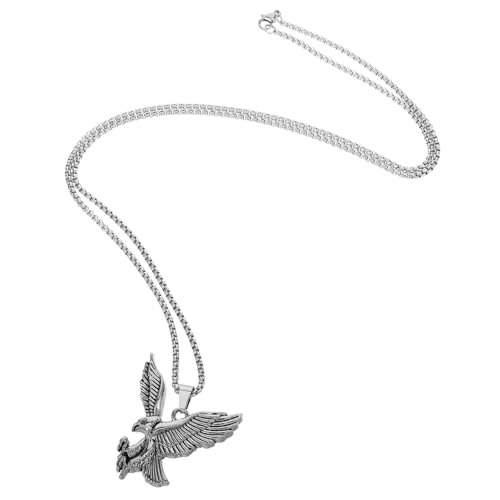 minkissy Halskettenkette Für Männer Herrenhalskette Adleranhänger Halskette Adleranhänger Für Frauen Vintage Halskette Herrenkette Halsketten Ketten Silber von minkissy