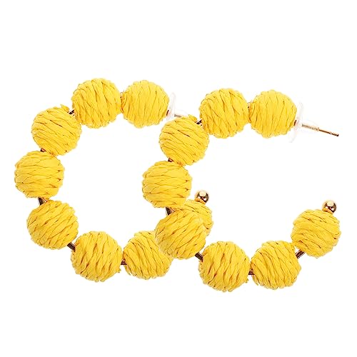 minkissy Raffia Ohrhänger Für Damen Handgefertigte Sommerohrringe Leichte Strandohrringe Aus Naturfaser Geometrisches Design Boho Schmuck Für Urlaub Und Freizeit von minkissy