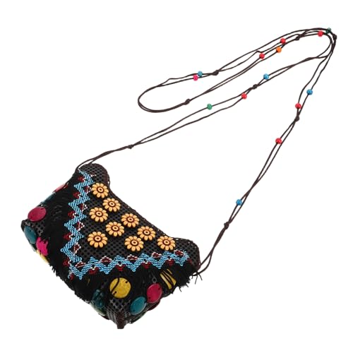 minkissy Handgewebte Umhängetasche Damen Rattan Geflochtene Crossbody Tasche mit Ethno Design und Quasten Leicht für Shopping Outdoor Freizeit von minkissy