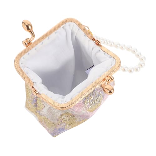 minkissy Chinesische -Handtasche Mit Perlen-Design Handheld Clutch Traditionellem Seidenstoff Für Und Alltag Stilvolle Geldbörse Mit Floralen Motiven von minkissy