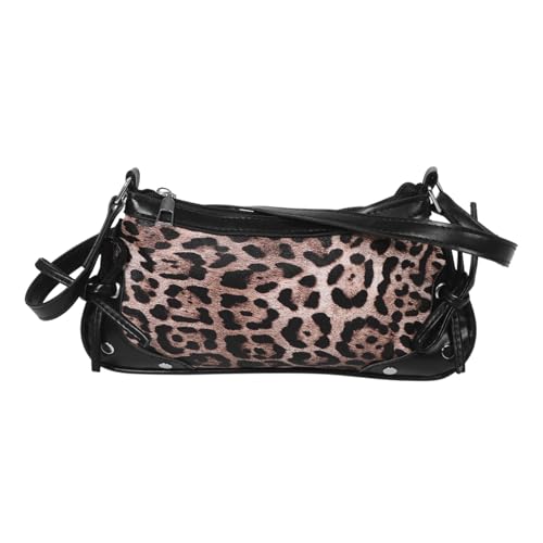 minkissy Handtasche mit Leopardendruck Retro-Umhängetasche Leopardenhandtaschen für Frauen Umhängetasche mit Leopardenmuster Schleife Achseltasche für Damen Polyester von minkissy