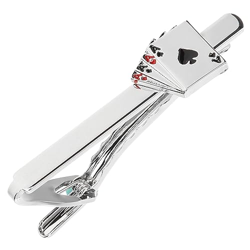 minkissy Herren Krawattenclip Metall mit Kreativem Pokerdesign Stilvolle Krawattennadel für Anzug Hemd für Business Formelle Anlässe Leicht Praktisch von minkissy