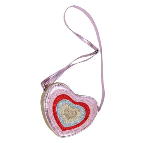 minkissy Herz-umhängetasche Für Mädchen Herzform Tasche Mit Schultergurt Glitzer Aufbewahrungstasche Aus Leichtem Und Pu-Material Entzückende Geldbörse Für Kleine Mädchen von minkissy