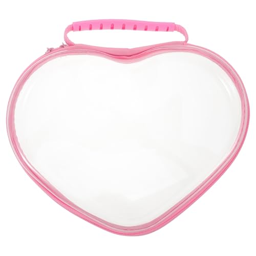 minkissy Herzförmige Reise-Make-up-Tasche Hartschale Toilettenartikel Organizer für Frauen Zipper Aufbewahrung Kosmetikbeutel Mittelgroß Rosa von minkissy