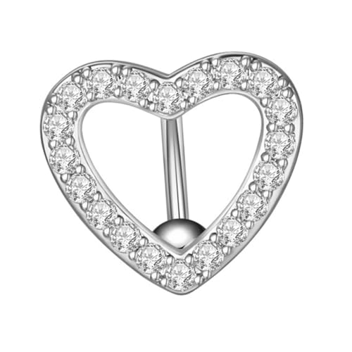 minkissy Herzförmiger Bauchnabelring aus mit Zirkonia Modisches Piercing Schmuck für Damen und Mädchen Sicherer Körperpiercing Schmuck Stilvolles Accessoire für Bauchnabelpiercing von minkissy