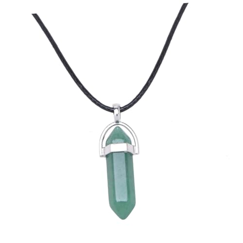 minkissy Naturstein Halskette Damen Sechseckiger Anhänger Stein Kette Mit Wachsseil Modeschmuck Für Herren Und Damen Dongling-jade von minkissy