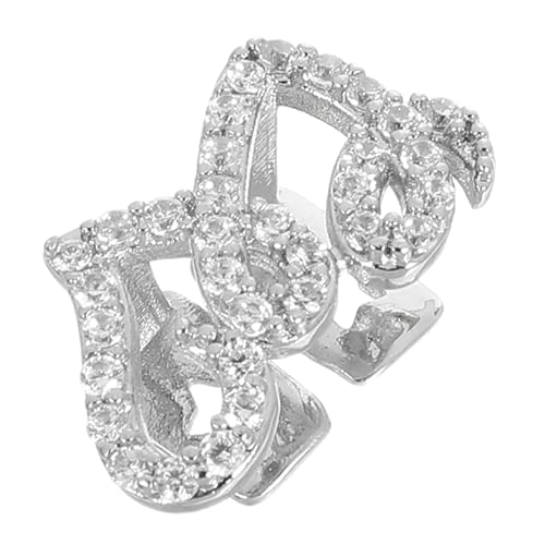 minkissy Hip Hop Style Double Heart Teeth Grill Cap Aus Kupfer Glänzende Zahnkappe Für Oberzähne Komfortabel Und Sicher Modisches Schmuckaccessoire Für Rapper Und Partys von minkissy