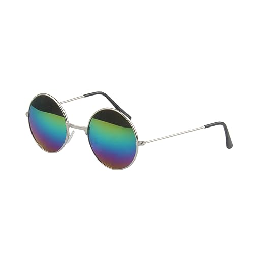 minkissy Hippie Sonnenbrille Retro Rund Metallrahmen Nickelfarben Farbwechsel Gläser Unisex Leichte Outdoor Brille für Fahren Radfahren Wandern Alltag Vintage Eyewear von minkissy