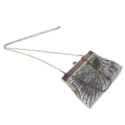 minkissy Hochzeit Cocktail Crossbody Pailletten Handtasche Braut Vintage Abend Geldbörsen Frauen Perlen Tasche Flapper Pailletten Party Clutch Formale Pfau Taschen Prom Schulter von minkissy