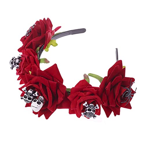 Modische Kopfbedeckung Totenkopf-stirnband Blumenstirnband Für Frauen Halloween-haarreifen Rosenblütenkrone Spinnenhaarreifen Halloween-rosen-stirnband Kleidung Mexiko Kind von minkissy