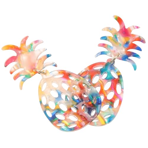 minkissy Hohle Ananas Ohrstecker Damen Leichter Acryl Schmuck Kreative Tropfen Ohrringe Modisches Accessoire für Alltag Party Geschenk von minkissy