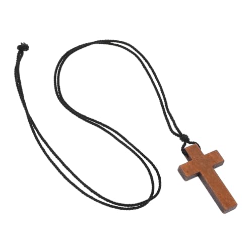 minkissy Holzhalskette Mit Kreuzanhänger Schmuck Aus Holz Mit Religiösem Design Holzanhänger Für Kostüme Und Täglichen Gebrauch Stilvolle Pulloverkette Für Männer Und Jungen von minkissy