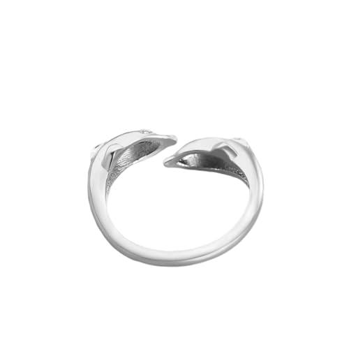 minkissy Öffnungsring Delfinmotiv Fingerring Als Modische Fingerdekoration Filigraner Schmuck Für Damen von minkissy